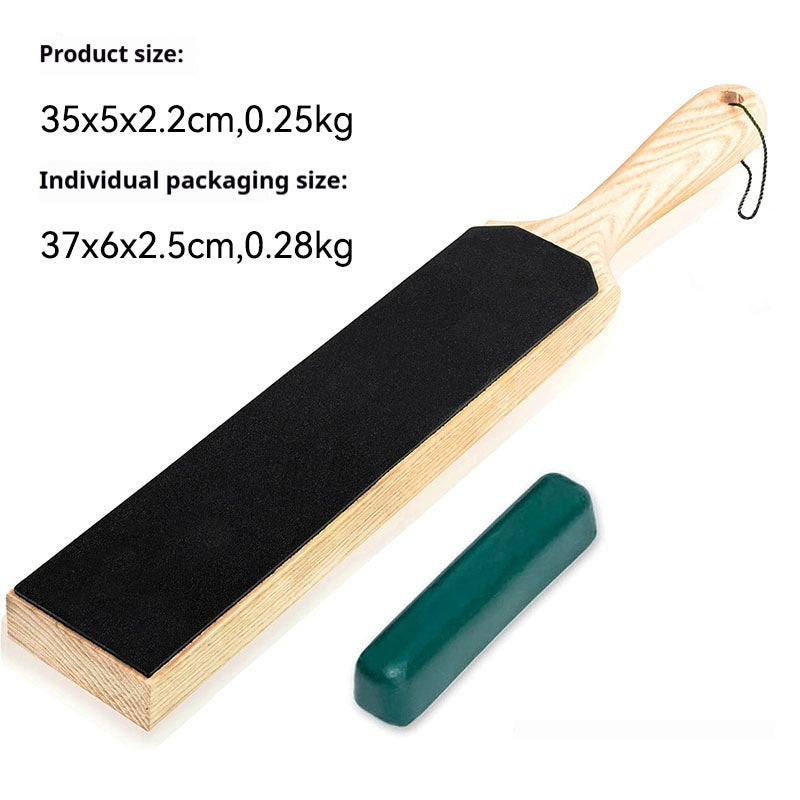 Double-sided Cowhide Wooden Handle Leather Polished Knife Sharpening Plate