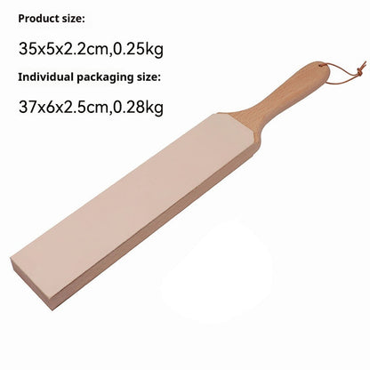 Double-sided Cowhide Wooden Handle Leather Polished Knife Sharpening Plate