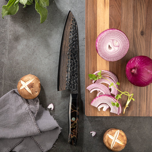 Chefswords 8" Copper Damascus Chef Knife